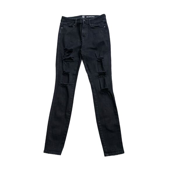 NEW YORK & COMPANY Womens Size 6 Black Ripped Destroyed High Rise Skinny Jeans - Picture 1 of 8